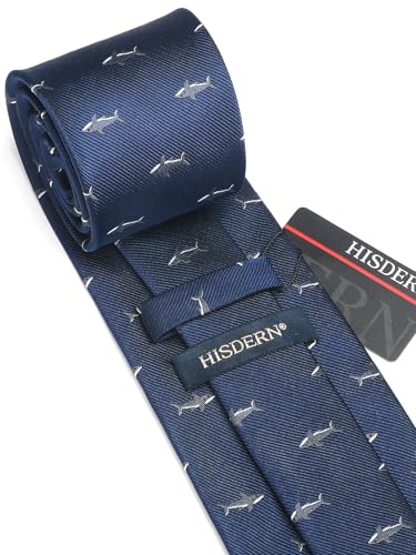 Image of HISDERN Ties for Men Classic Animal Tie and Pocket Square Set Jacquard Woven Silk Neckties Handkerchief Wedding Party