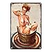 Vintage Pin Up Girl Tin Sign, Retro Wall Art Metal Poster, Classic 1950s Sexy Wall Decor for Bathroom, Bar, Man Cave, Garage or Home, Collectible Mid Century Style Tin Signs (12x8 Inch)