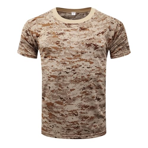TOMITANY Camouflage Short Sleeved T-Shirt for Men Quick Dry Sports Shirt Outdoor Physical Training Clothing Tactical T-Shirt Desert Digtial XL