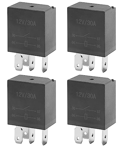 AOCISKA 4 Packs 30A Starter Relay,4 Pin 12V Relay,Multi-Purpose Automotive Relay Black Starter Relay Car Heavy Duty Standard Relay,Automotive Replacement Accessories for Car Motor(4Pin)