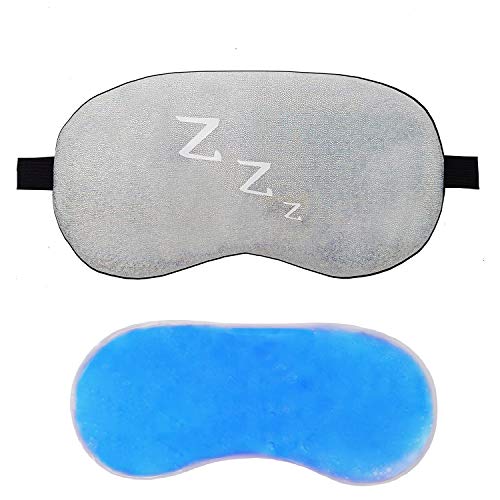 Image of Jenna Sleep Eye Mask with Super Smooth And Adjustable Strap- Super Soft & Cozy, Blindfold and Travelling (Silk ZZZ Silver Gel)