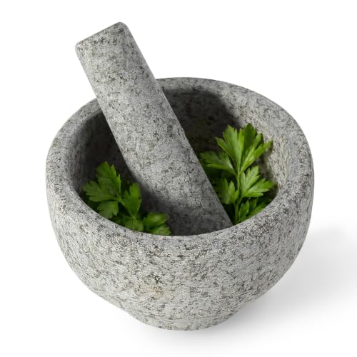 Koville 5 Inch Heavy-Duty Mortar and Pestle Set Stone Grinder for Kitchen