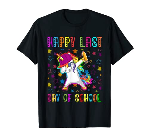 Felice ultimo giorno di scuola Unicorn Dab studenti e insegnanti Maglietta