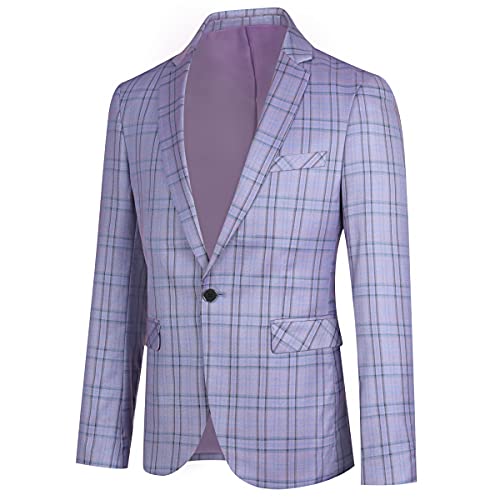 Cloudstyle Mens Formal Suit Jacket Blazer Plaid 2 Button Closure Prom Business Sport Coat2