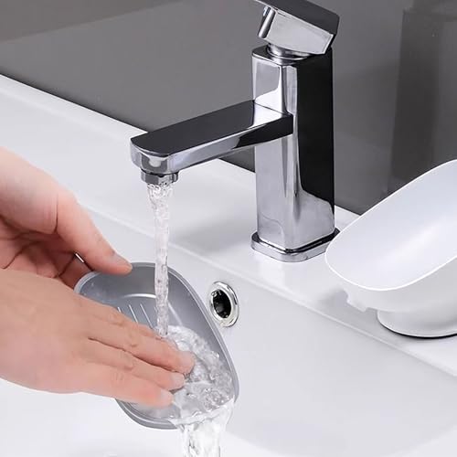 Image of YANCI Self-Draining Soap Dish for Bathroom & Kitchen - Slanted Design Keeps Soap Dry - Durable, Easy to Clean Holder for Bar Soap (Blue, Pack of 1)