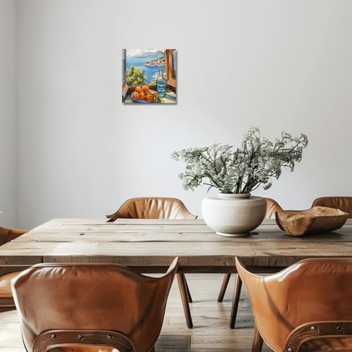 Tableau agrumes vintage encadré bleu 40x40 cm pour cuisine - 6