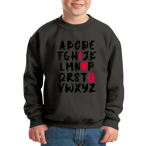 Sweatshirt enfant alphabet amour Saint Valentin pull mignon coton - 2