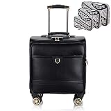 LHY EQUIPMENaT Estuche De 18' Organizador de Viajes, Bolsa para Laptop con Ruedas, Baúl con Ruedas, Maleta De Negocios, Estuche Portátil,Negro