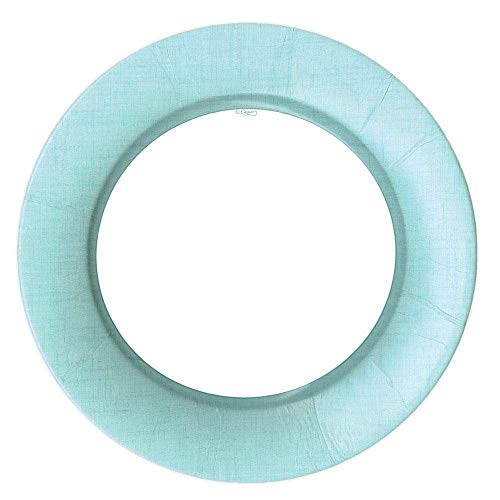 Caspari Linen Border Paper Dinner Plates in Robin's Egg Blue - 16 Count