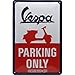 Nostalgic-Art Targa Vintage Vespa – Parking Only – Idea regalo per amanti degli scooter, in metallo, Design retro per decorazione, 20 x 30 cm