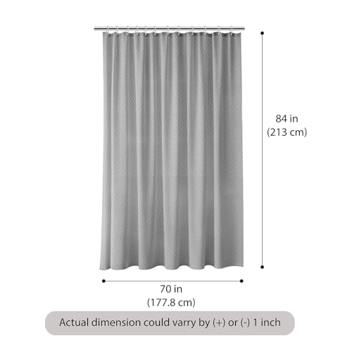 Image of Wakefit Shower Curtain 7 Feet | 14 Free Hooks | No Plastic Smell | Waterproof Bathroom Curtain | Curtain for Balcony | Machine Washable Fabric | Grey | Height 7ft & Width 6ft | Very Premium