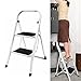 Escalera de 2 Peldaños, Escalera Plegable del Hogar, Escalera Doméstico de Metal con Goma Antideslizante, Taburete Plegable 2 Peldaños, Capacidad 150 Kg