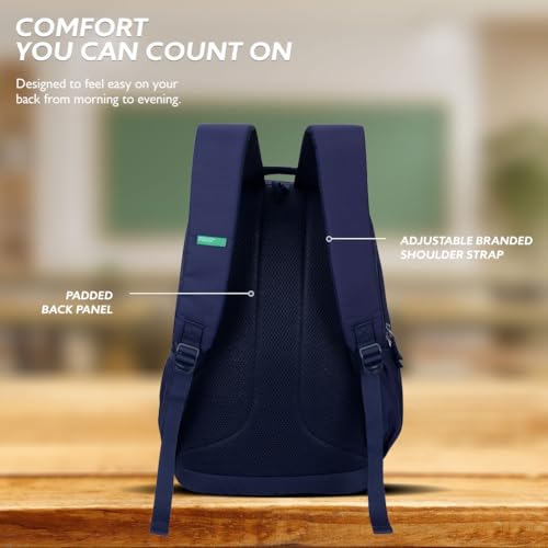 Image of United Colors of Benetton Unisex High-School Backpack LEGEND | 3-Compartment | Large Capacity Bag with Airmesh Padding | Backpack for School Girls and Boys | 28L Capacity