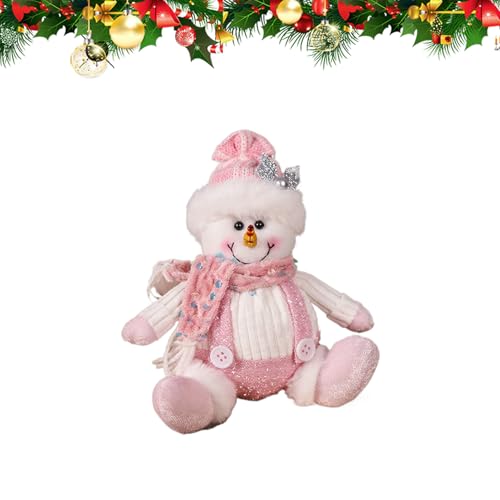 Papá Noel de peluche de Navidad, adorno de figura rosa, colgante de muñeca de Papá Noel de felpa de Navidad, para patio, jardín, estantería, mesita de noche, alféizar de la ventana, mesa, estantes de