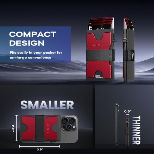 Image of RUNBOX Slim Wallet for Men, RFID Aluminum Pop-Up Card Holder for 12 Cards