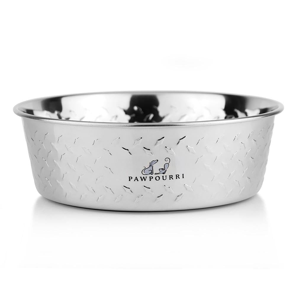 Pawpourri Diamond Plated Anti-Skid Stainless Steel Water and Food Feeding Bowl for Small to Medium Dogs, Puppies, Cats |Stainless Steel | Anti-Skid | Easy to Clean Pet Feeder - 1800ML (B0CV52ZZ8H) Amazon Price History, Amazon Price Tracker