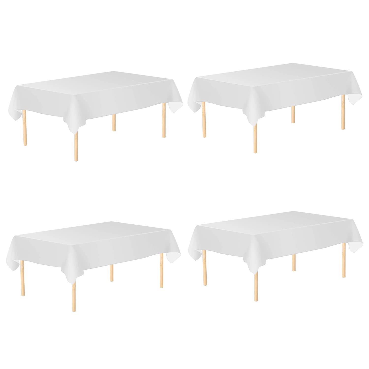 Trimming Shop 54" x 108" Disposable Plastic Table Cover - Waterproof Rectangular Table Liner, Spill-Proof, Wipe Clean Kitchen Table Protector, White - Pack of 4 โ image 1