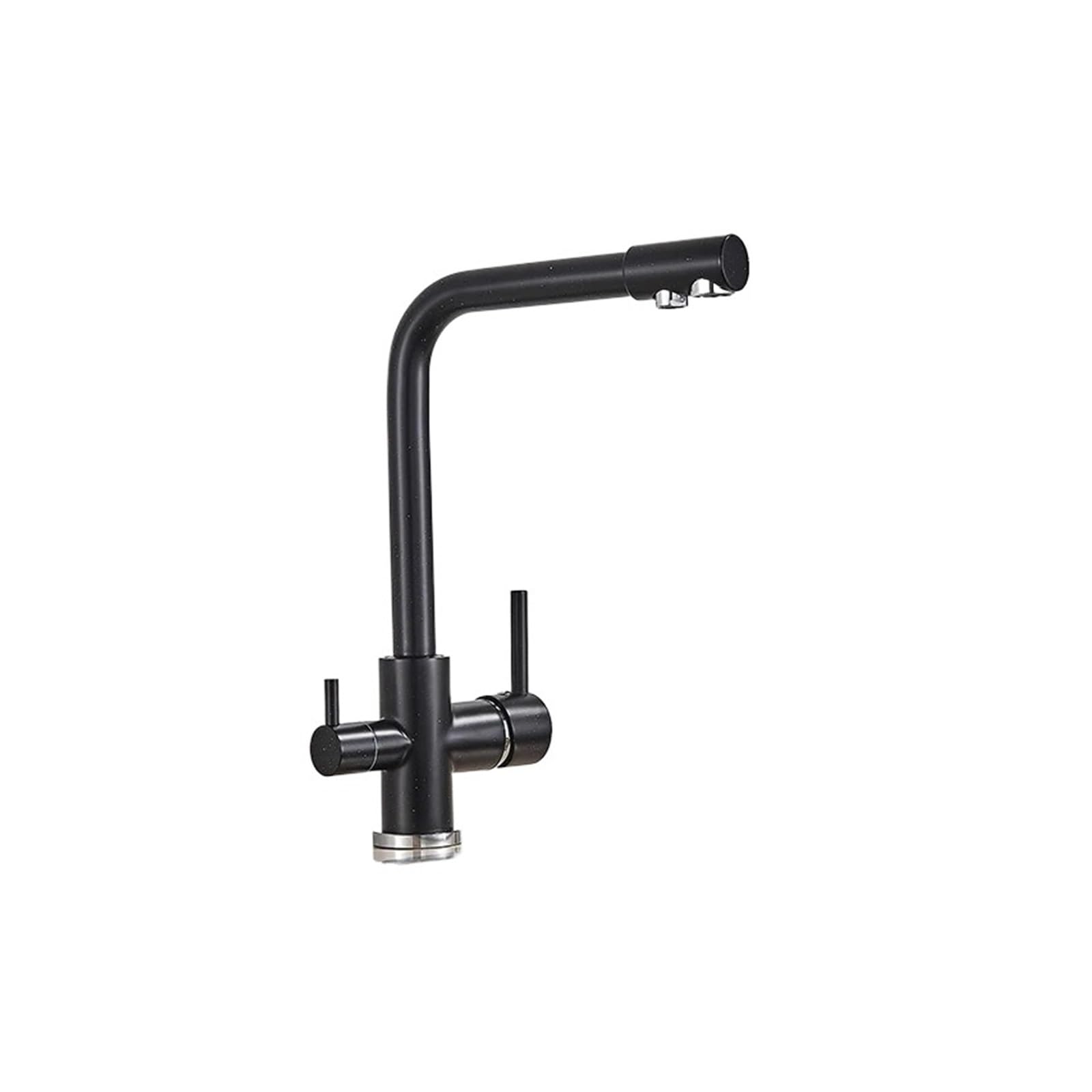 Purified Faucet Chrome Kitchen Faucets Dual Handle Kitchen Faucet Purification Water Drinking Water Tap Kitchen Mixer Tap(Black with Dot)