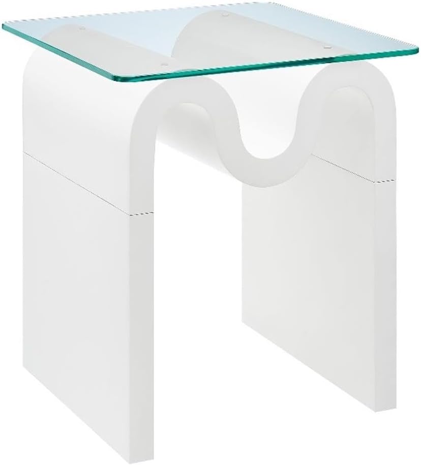 Modway Ondine Glass Top Side Table in White