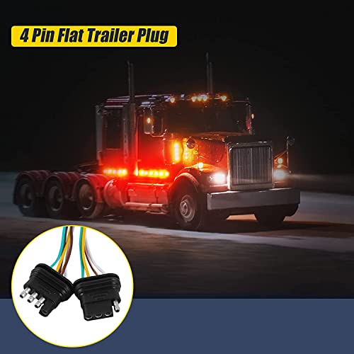 Exerauo Trailer Light Wiring Kit, 50Ft Wiring Harness With 4 Way Flat, Waterproof 18 Gauge 4 Pin Wiring Kit For Utility Trailer, Marine, Boat Trailer #TOP3