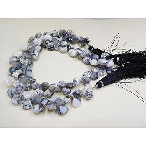 Opale dendritique perle cœur facetté 8-13 mm side drill pour création collier et bracelet