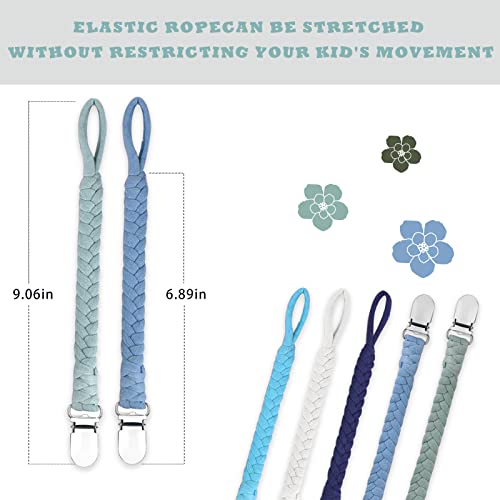 Image of Braided Pacifier Clip for Boys & Baby Girl, Binky Clips Pacifier Holder 100% Handmade Teething Straps Unisex Design