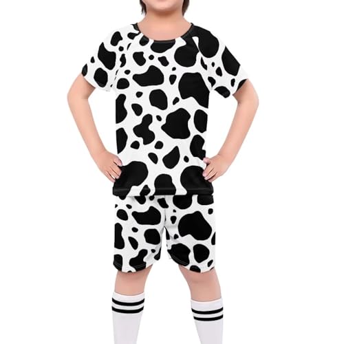 ORGYPET Cow Print Soccer Jersey Youth Soccer 2024 Trendy Uniforms for Boys Easy to Clean Soccer Jerseys Kids Children's Football Suit Comfort for Sports Outdoor, XS