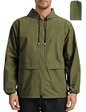 Zcfire Mens Waterproof Raincoat Lightweight Rain Jacket Hooded Windbreaker With Pockets For Outdoor M