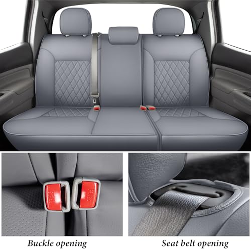 Image of Coverado Tacoma Seat Covers Full Set, Faux Leather Car Seat Covers Custom Fit for 2005-2023 Toyota Tacoma Double & Crew Cab SR SR5 Limited TRD Sport /Pro /Off Road Toyota Tacoma Accessories (Gray)