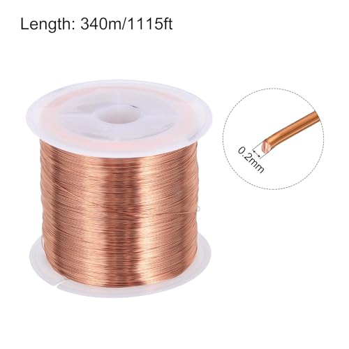 QUARKZMAN 0,2mm Magnetdraht 1115ft emaillierter Kupferdraht emaillierter Magnetwicklungsdraht Spule 100g 155C für Transformatoren Induktoren