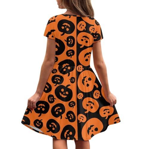 Kids Dresses Short Sleeve Loose Casual Dress Swing Sundress with Pockets for Girls 2-14 Years3