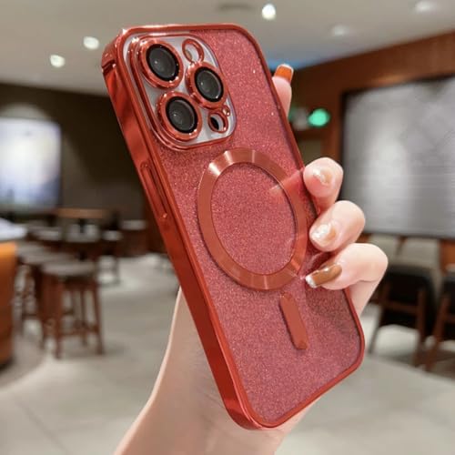 Coque iPhone 14 Pro Max antichoc rouge scintillante et souple avec protection renforcée