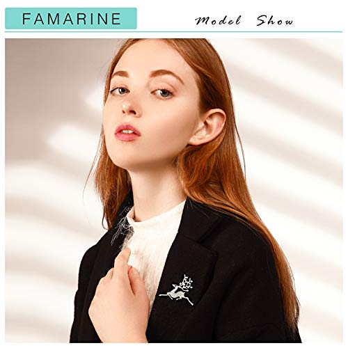 Famarine Cz Sika Deer Brooches For Women, Christmas Animals Brooch Pin Paved By Cubic Zirconia Crystals (Silver) #TOP1