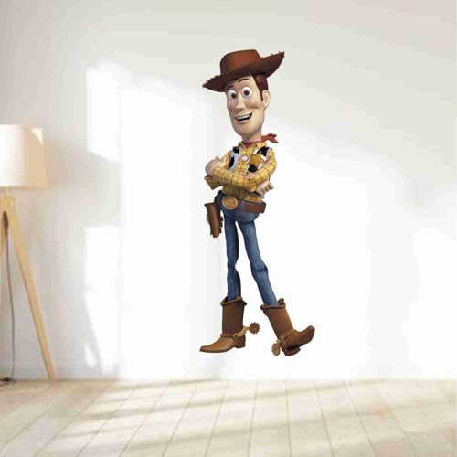 Image of Toy Story Vinyl Wall Art - Buzz Lightyear, Woody & Jessie Cartoon Sticker - Self-Adhesive Superhero Kids Room Decor for Bedroom, Nursery, Play Area, TV Wall - 43.18x59.69 cm Design