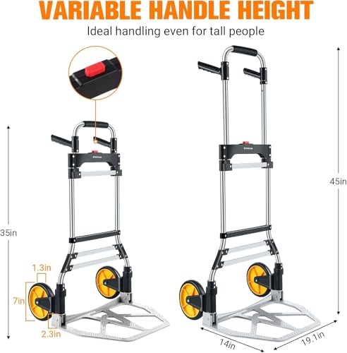 Carretilla plegable de mano YUEWO con capacidad 380 lb miniatura 2