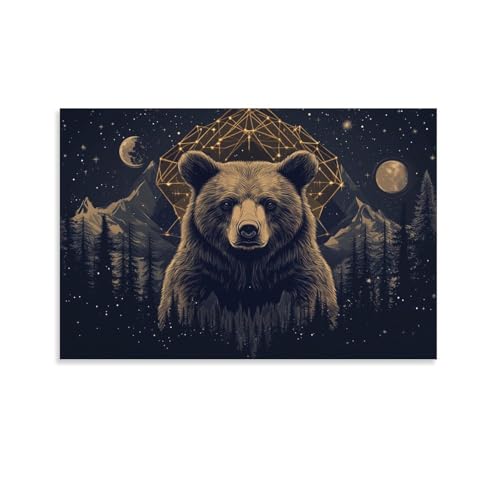 Ours brun murale decoursion pour raviver un mur vide de salon toile 60x90