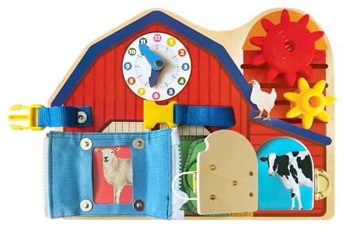 Image of Julian & Luca Brilliant Baby Farm Busy Board | Interactive Wooden Farm Toy for Toddler & Baby | Educational & Fun Busy Board for Early Childhood Development