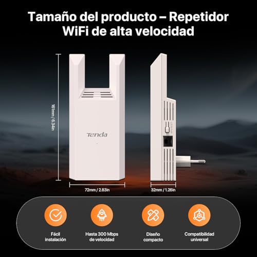 Tenda N300 Repetidor WiFi, Extensor Amplificador 2.4GHz 300Mbps, Instalación fácil, Puerto Ethernet, Modo Ap, R10 - imagen 8