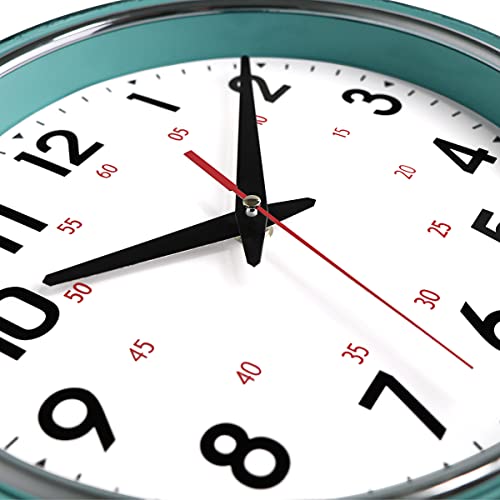Lumuasky Retro Wall Clock, 12 Inch Silent Non-Ticking Battery Operated Classic Round Quartz Decorative Clock For Living Room Bedroom Kitchen Home Office (Teal) #TOP3