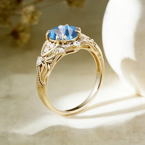 Image of Gemstone Vintage Rings for Women s925 Sterling Silver Round Cut 1.0 Carat Gemstone with Moissanite Promise Engagement Anniversary Ring for Her