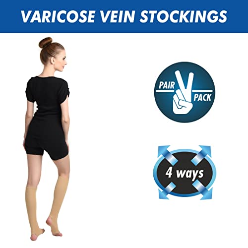 Image of AccuSure Medical Compression Varicose Vein Stockings (Anatomical Shape,Easy to use, Non Slippagen, Durable)-Thigh Length for Varicose Veins Can Be Used By Men & Women