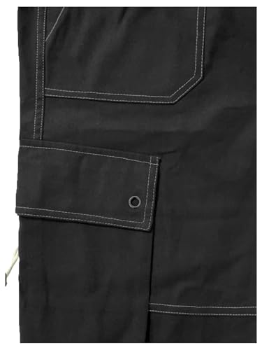 OYOANGLE Men's Drawstring Elastic Waist Jogger Cargo Pants Solid Casual Trousers with Flap Pockets4