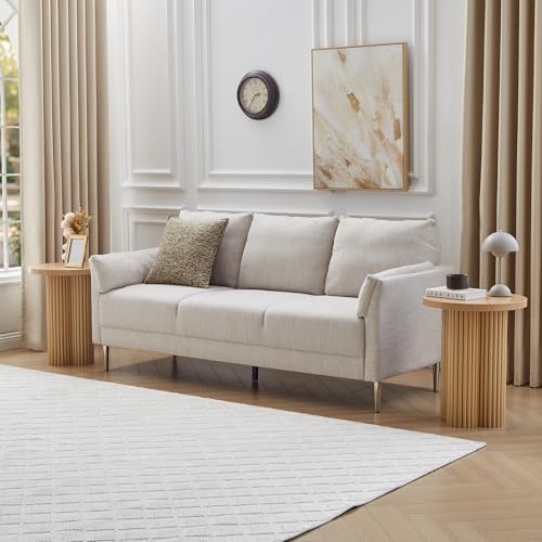 Image of Small Sofa Side Table Set of 2, Fluted Accent Pedestal End Table, Wood Round Night Stand, Farmhouse Bed Side Table Drink Tables for Living Room, Small Spaces (Natural-2PCS)