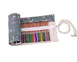 Kaariss Canvas Pencil Wrap, Travel Drawing Coloring Pencil Roll Organizer for Artist, Pencils Pouch