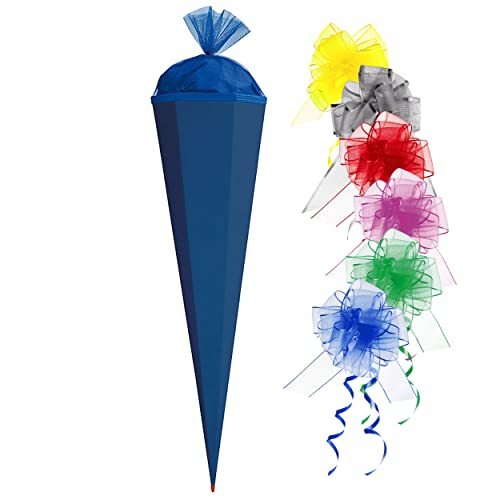 Schultüte Rohling 70 Cm Türkisblau – Inkl. Name & Großer Schleife, Rund, Tüllabschluss, Made In Germany