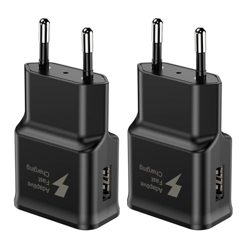 Samsung15W Chargeur Rapide Prise USB [2-Pack] pour Samsung Galaxy S22, S21, S20, S10, S10e, S9, S8, S7, S6, Edge/Plus/Active/A13/A14/A53 5G/Note 5/8/9/10/20 et...