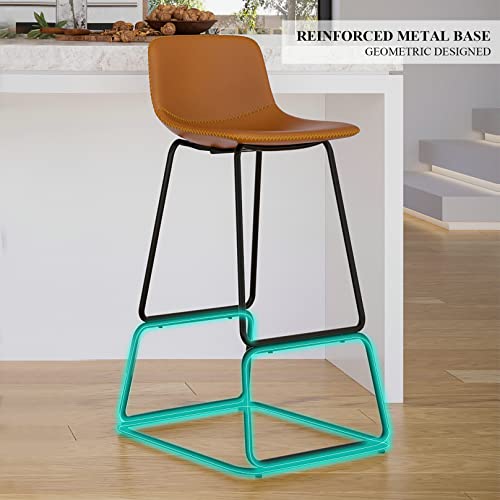 Bar Stools High Chair, Mid Century Modern Bar Stools Set Of 2, Faux Leather Dining Chairs For Coffee Bar, Industrial Indoor Bar Stools With Back For Kitchen Counter, Tall Barstools Chairs,30" #TOP3