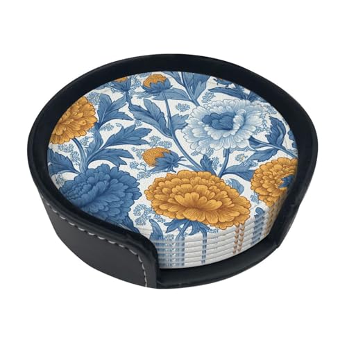 Dessous de verre vintage cuir fleuri art de la table rétro - 3