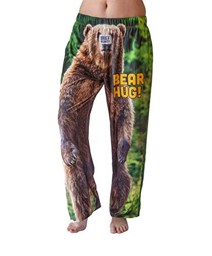 BRIEF INSANITY Lounge Pajama Pants for Men | Humorous, Funny, Novelty Bottoms - Bear Print Loungewear Pants