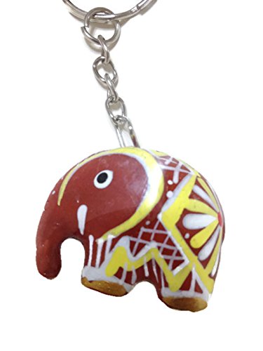 Amazon.co.jp: Renaya Wooden Carved Elephant Painted Keychain from